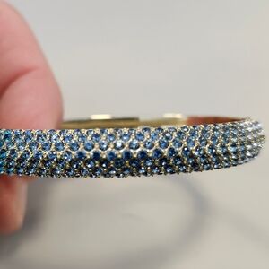 NWT Kendra Scott Mikki Gold Pave Bangle Bracelet in Green Blue Ombre Mix…